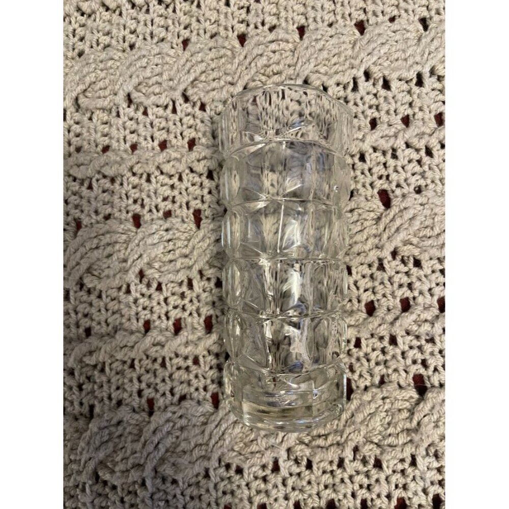 French Geometric Clear Triangular Shaped Glass Vase Made In France - Picture 6 of 16